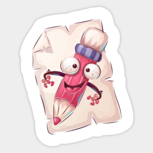 Funny pencil concept art Sticker